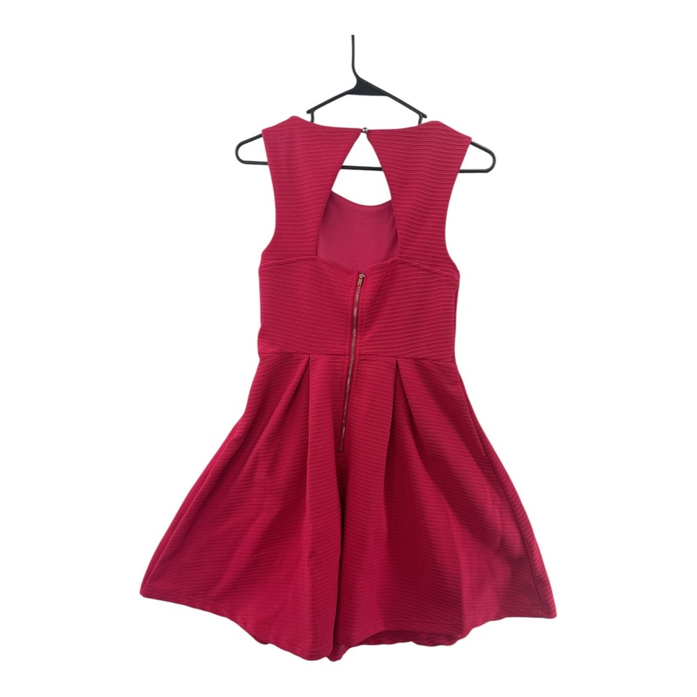 UA Los Angeles Pink Textured Fit Flare Mini Dress Cutout Back Sleeveless M - Picture 2 of 11